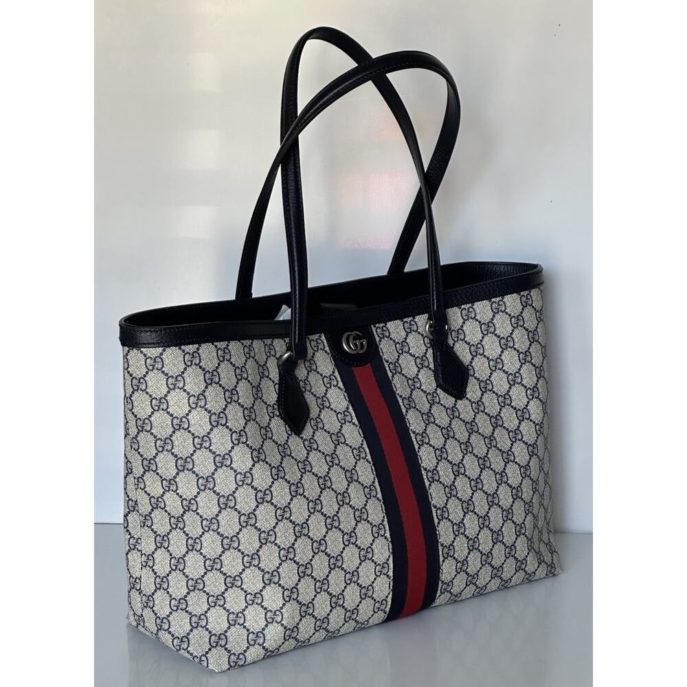 Gucci GG Supreme Web Canvas/Leather Medium Tote Bag Italy 631685 NWOT - Picture 2 of 16